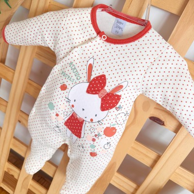 Macacão Malha Trape Zape - Coelhinha Adoro Frutas - Ferrugem e Off White